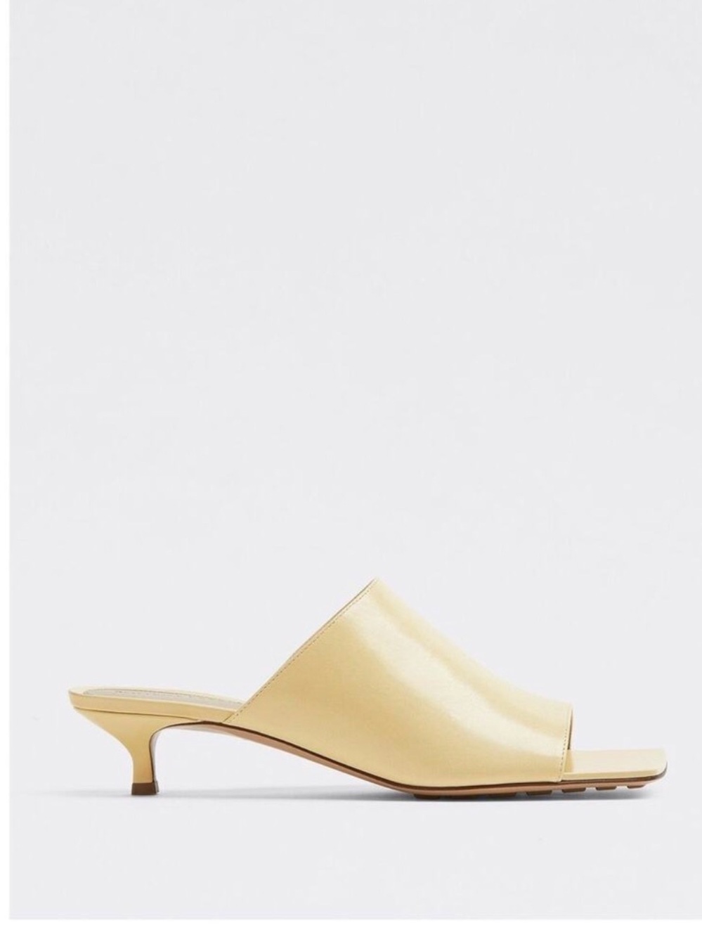 Bottega Veneta Pale Yellow Leather Slide Mules